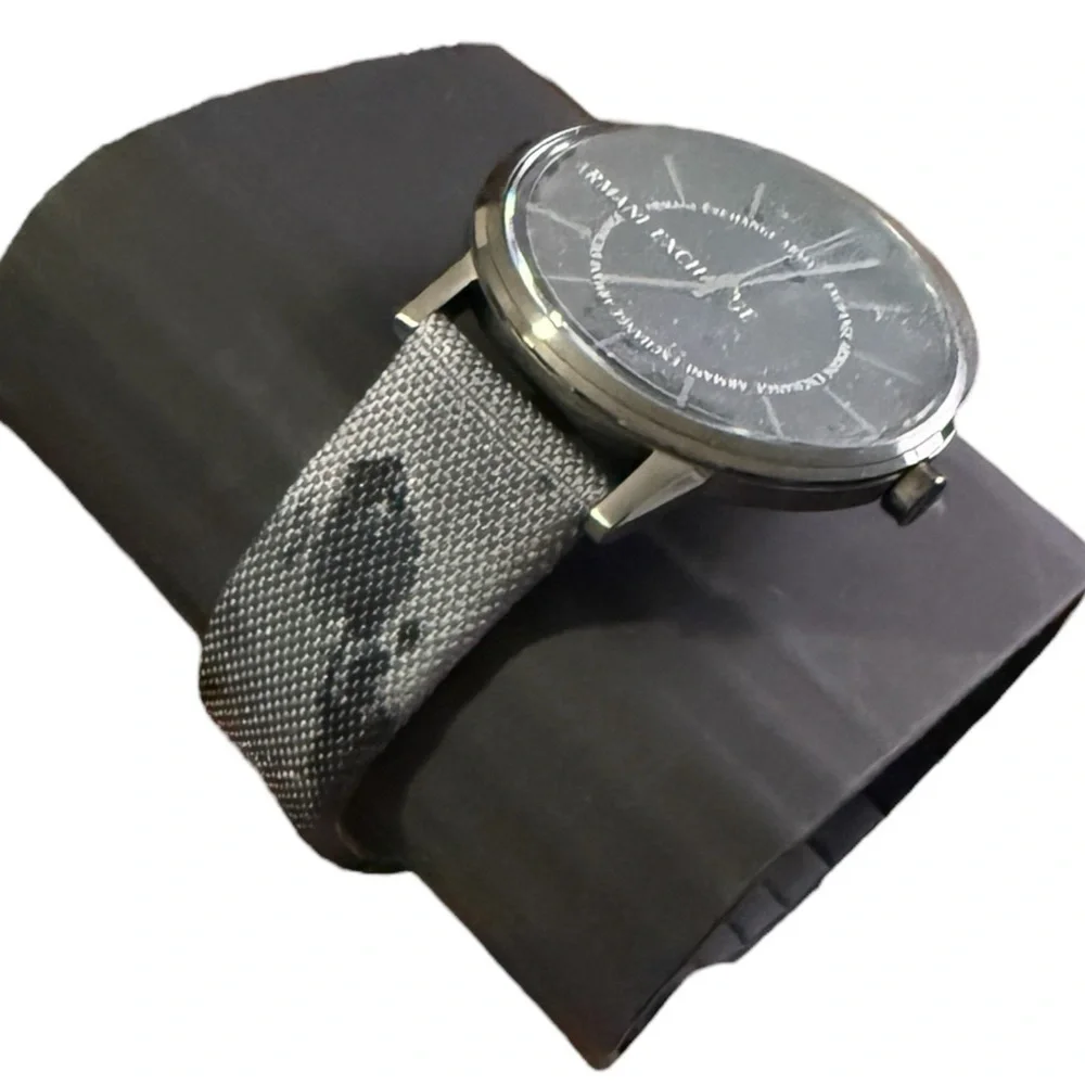 Armani Exchange‎ Watch Stainless Steel Three Hand Blue Camo Mens NWT